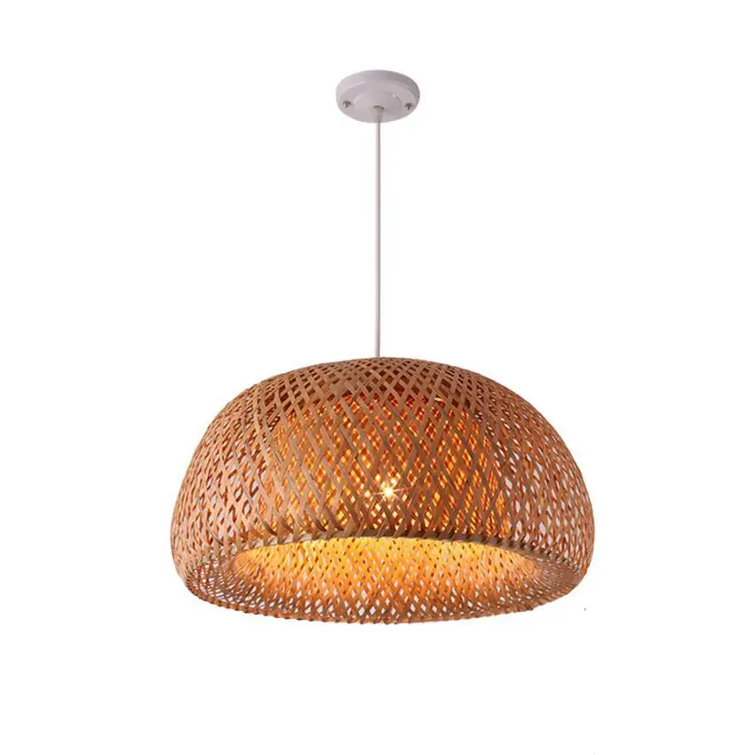 

Chinese Pendant Lights Bamboo Hand Knitted Living Room Hotel Deco Led Light Fixtures Restaurant Aisle Bedroom Study Hanging Lamp