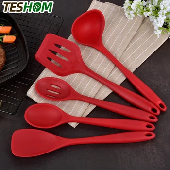 

6PCS Silicone Kitchen Set Spatula Shovel Soup Cooking Tools Utensils Set Spoon with Wooden Handle Special Heat-resistant Design
