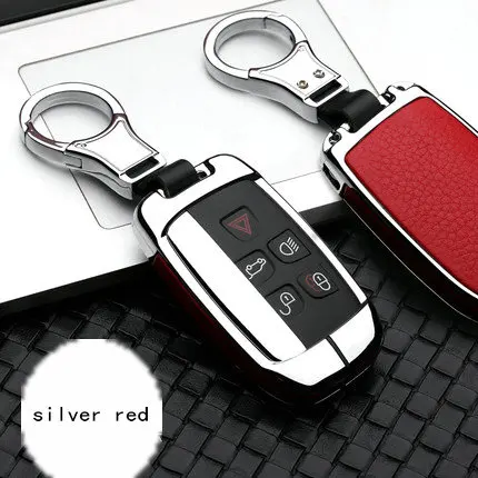silver red Кожаный чехол для ключей из цинкового сплава брелок «Обложка» для Land Rover RANGE ROVER SPORT freelander 2 Дискавери 4 Evoque для jaguar XJ XF X-TY - Название цвета: silver red