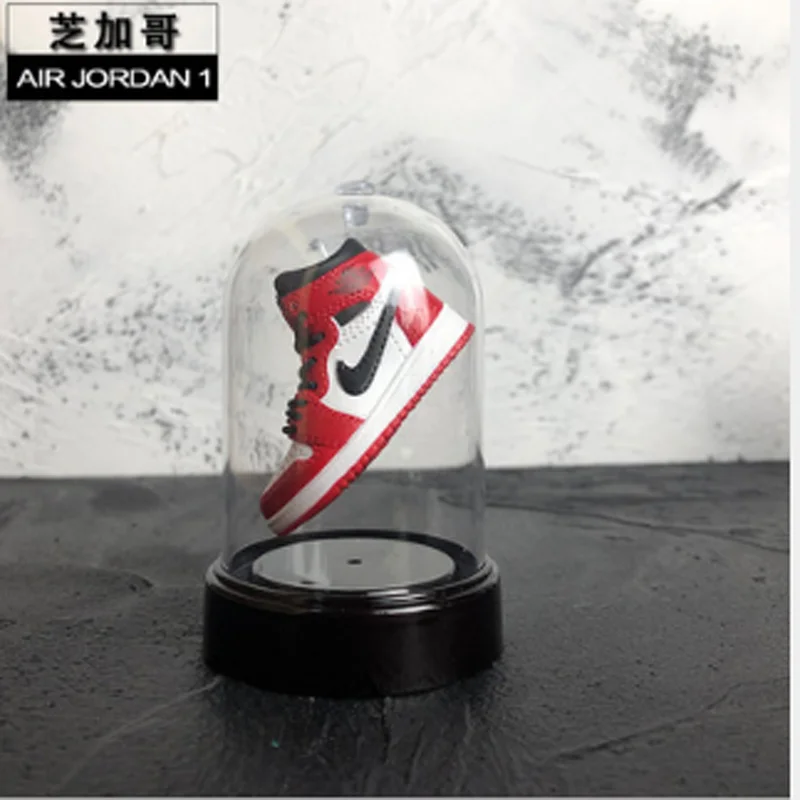 Jordan aj1 дисплей бутылка Баскетбольная обувь модель мини 3D Трехмерная обувь модель мини-орнамент брелок бутик - Цвет: Бургундия