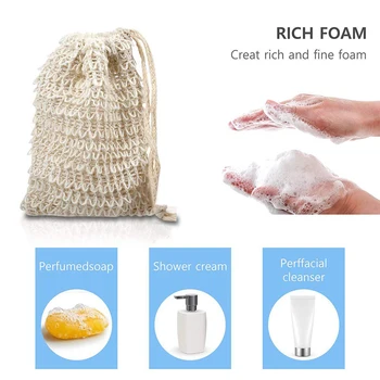 

NEW 5pcs Foaming Face Cleanser Massage Handbag Handmade Natural Cotton Linen Soap Bag Bath Shower Anti-Slip Sleeve Cleaning Tool