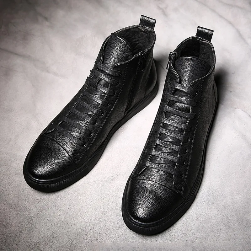 

Ozhouzhan High Shoes Men's 2019 Autumn & Winter New Style Shoe Men's Trendy Shoes Versatile High State of Shoes Men's Casual Lea