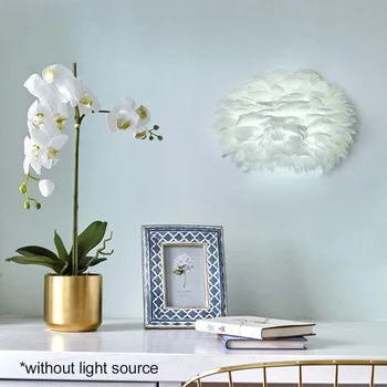

E27 LED Wall Light European Style TV Background Hallway Cafe Bar Feather Lampshade Bedroom Bedside Bathroom Art Hotel 12W