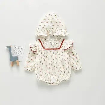 

Newborn Baby Bodysuits Autumn Long Sleeve Infantil Kids Bebes Floral Jumpsuits Outfits Sets 2pcs Toddler Princess Body Costumes