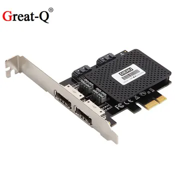 

PCI express to Dual SATA 3.0 & Dual eSATA Converter PCIE Riser card adapter with ASM1061 Chipest pci-e adaptator
