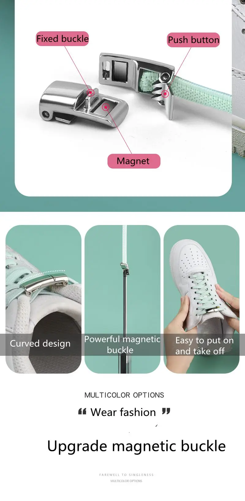 New Upgrade Magnetic Buckle Latex Rubber Band Elastic Laces Sneakers Laces Without Tying Kid and Adults Are Available Shelaces New Upgrade Magnetic Buckle Latex Rubber Band Elastic Laces Sneakers Laces Without Tying Kid and Adults Are Available Shelaces