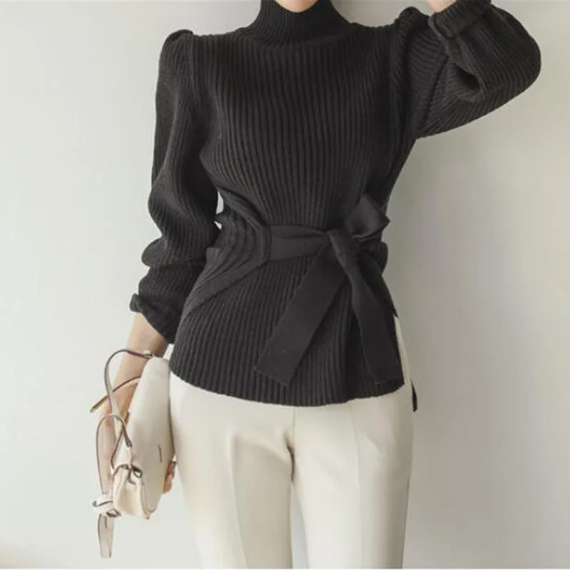 Autumn Winter Women Pullovers And Sweaters Knitted Elasticity Casual Jumper Fashion Turtleneck Warm Female Sweaters GD156