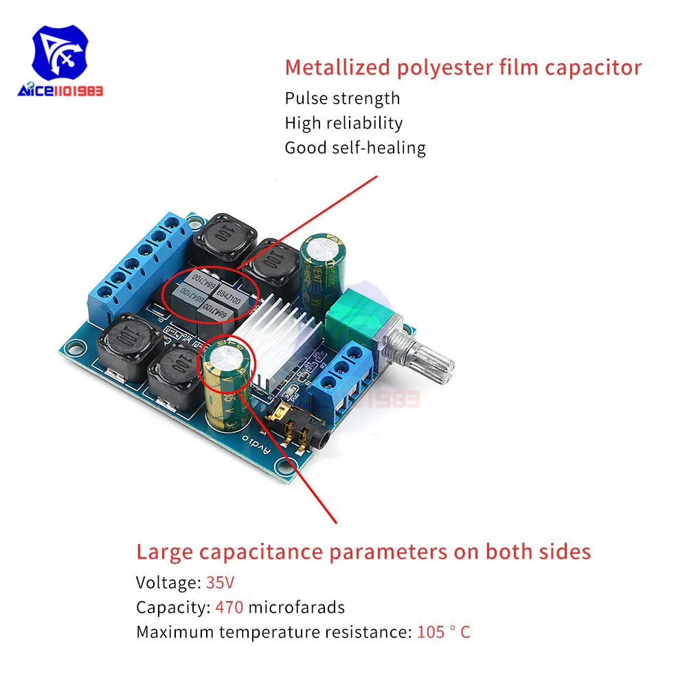 Цифровой усилитель мощности diymore TPA3116 D2 50Wx2 двухканальный постоянный ток 4 5 27 в 2