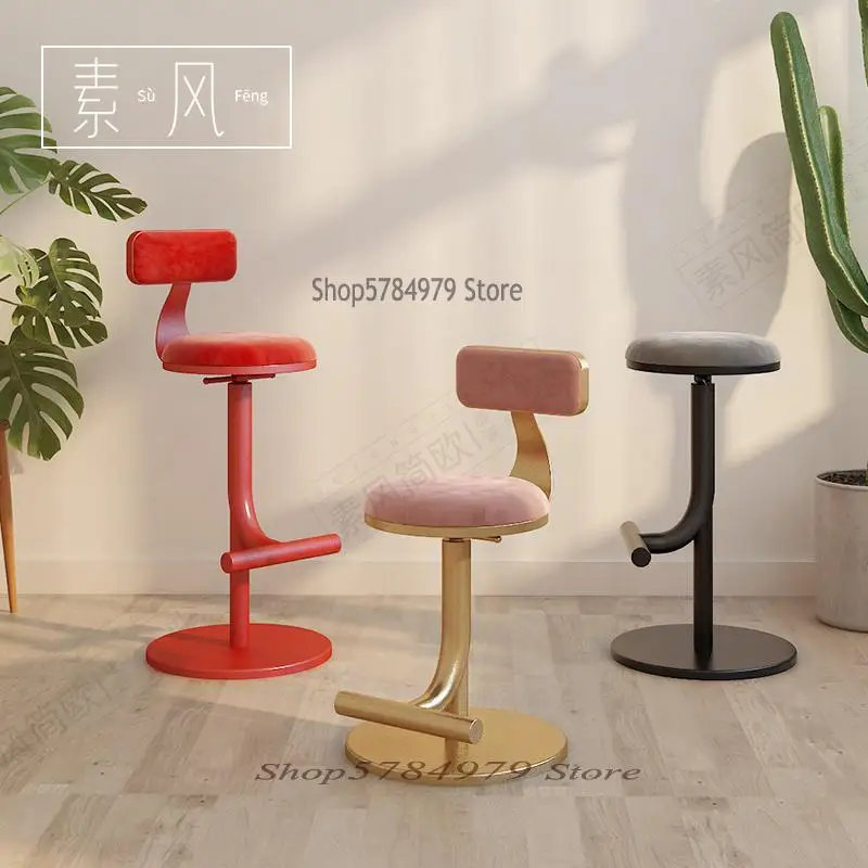 Nordic Home Lift Bar Chair Ins Net Red Photo Makeup Manicure Round Stool Light Luxury Swivel Back High |