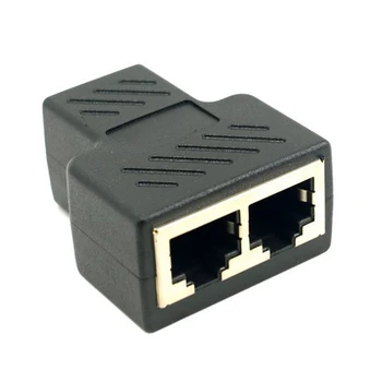 

1 To 2 Ways RJ45 LAN Ethernet Network Cable Female Splitter Connector Adapter For Laptop Docking Stations