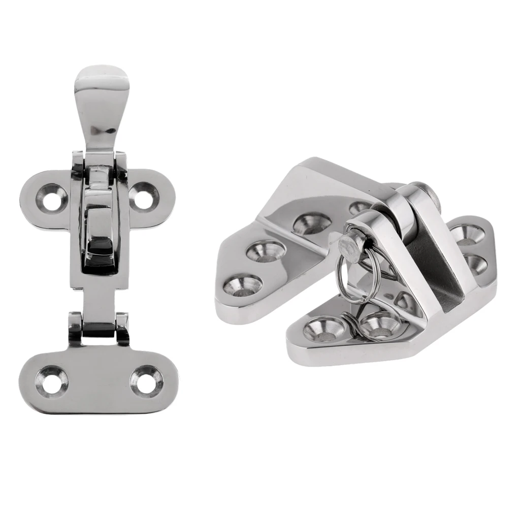 Precision Polished 316 Stainless Steel Strong Durable Marine Boat Anti-Rattle Latch+ Hatch Hinge with Removable Pin