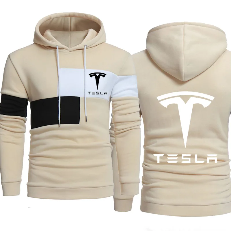 Толстовки мужские Tesla с логотипом автомобиля, толстовка с принтом, весна-осень, новая модная мужская толстовка с капюшоном в стиле хип-хоп harajuku, Повседневная Толстовка из флиса, спортивный костюм