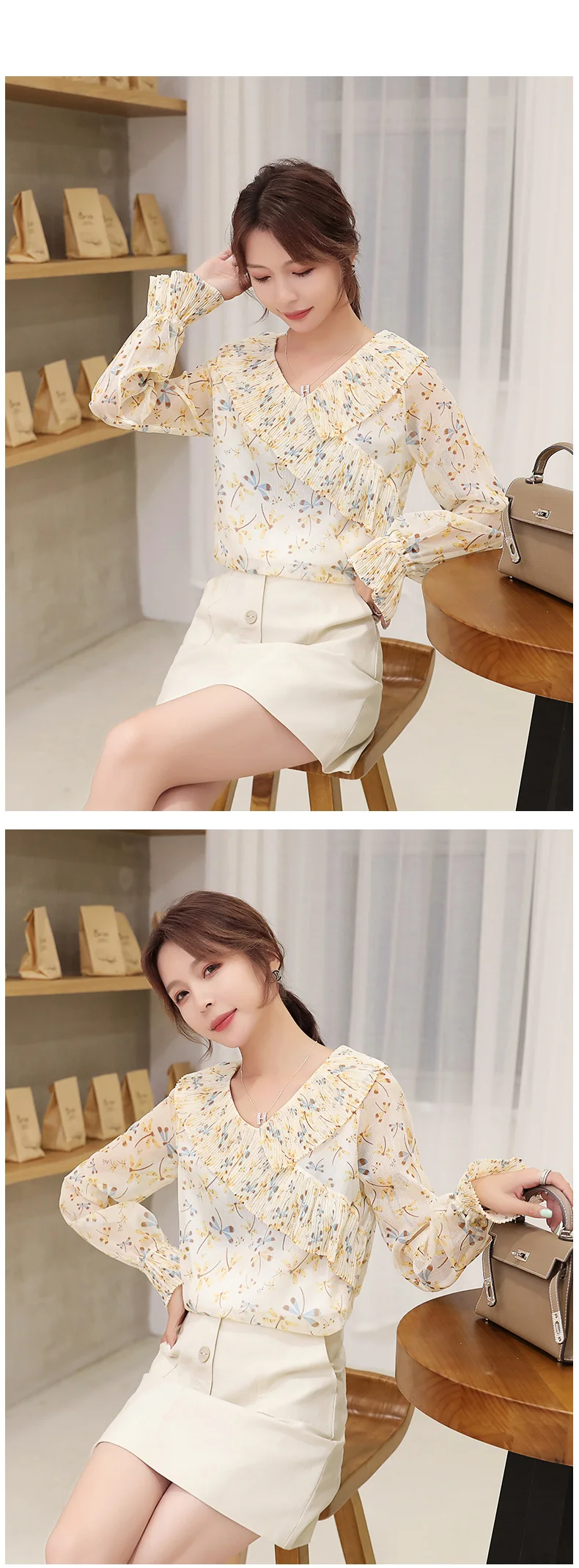 Осенние модные женские рубашки Корейская женская блузка плюс размер Blusas Mujer De Moda элегантная женская шифоновая блузка с принтом рубашка Harajuku блузка женская рубашка женская футболка женская