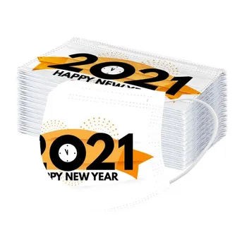 

Adult Disposable Mask 3 Layer Non-woven Earring Face Mask 2021 Happy New Years Survivor Countdown Mouth Masks Mascarillas