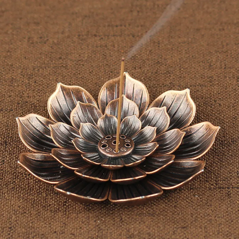 1Pc Retro Alloy Incense Buddhism Coil Lotus Censer Bronze/Copper Home Desk Decoration Craft Stick Cone Plate | Дом и сад