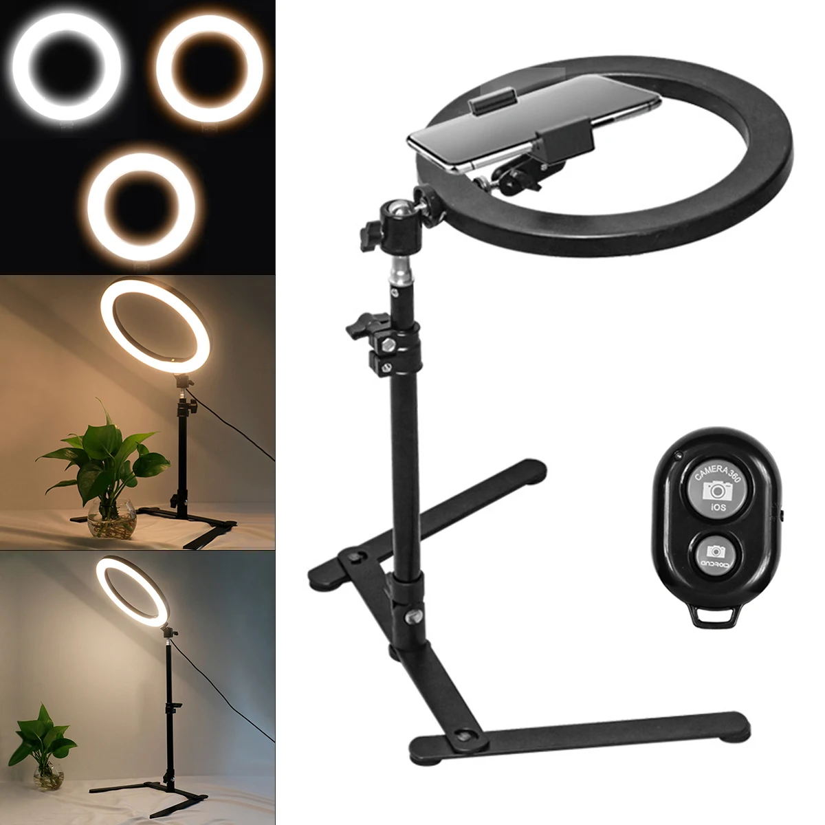 

Fill Ring Light Lamp Video Dimmable 26CM Photography Lighting Smartphone 1/4 Tripod Stand Bluetooth Led Selfie Light for Live