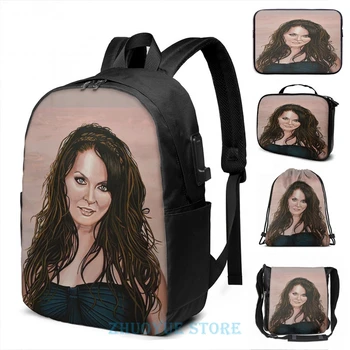 

Funny Graphic print Sarah Brightman Painting USB Charge Backpack men School bags Women bag Travel laptop bag