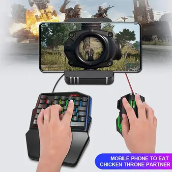 

V100 USB Wired One Handed Game Keyboard Mice 5500DPI Optical Gaming Keyboard Mouse Set with LED Backlight