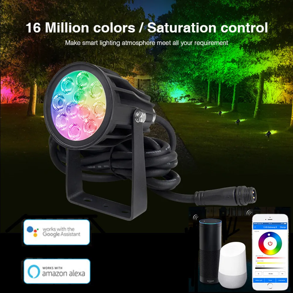 Miboxer 6W RGB+CCT LED Garden Light+Power Cable Kit IP66 Waterproof Milight DC 24V LED Garden Lawn lamp Lighting FUTC08 FUTC08A