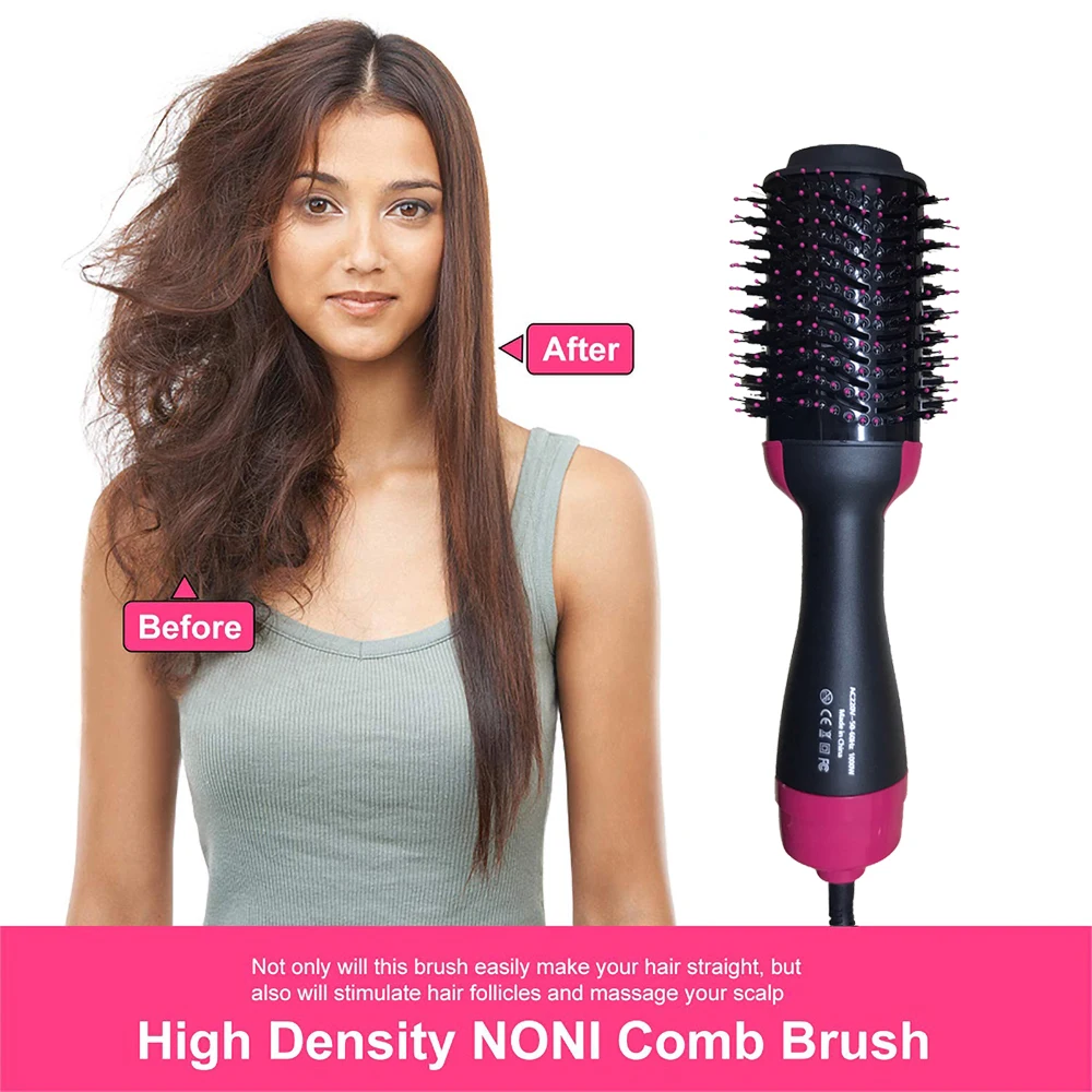 Secador de pelo 2 en 1 de un paso, cepillo de aire caliente, plancha de pelo, peine, rizador, cepillo de rodillo giratorio, herramientas de estilismo para el cabello