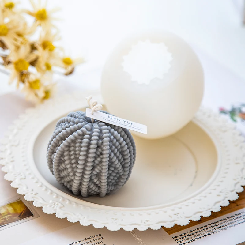 Round Creative Knitting Wool Cylinder Candle Silicone Mold Christmas Craft Mold DIY Clay Aroma Candle Gypsum Silicone