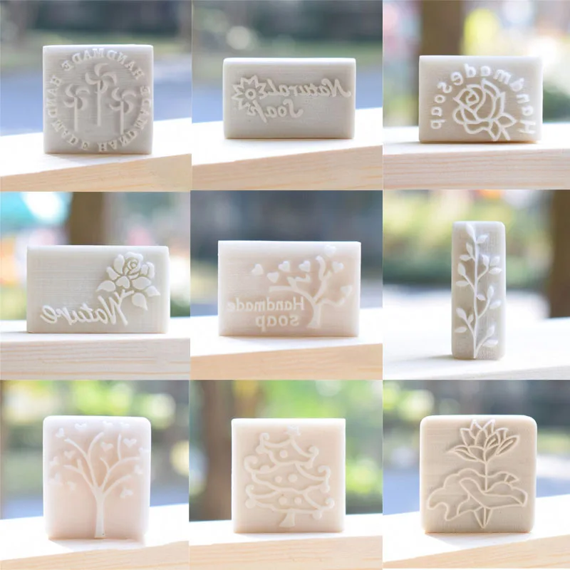 DIY Handmade Soap Soap Stamp White Resin Soap Various Patterns Printed Handmade Soapa Chapter Personalized Resin Mini Stamp Mini Seal Alphabet Rose 