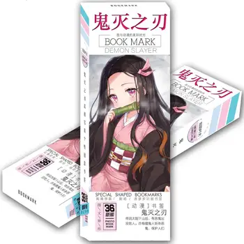 

36 Pcs/Set Demon Slayer: Kimetsu no Yaiba Anime Paper Bookmark Cartoon Bookmarks Book Holder Fans Gift Card