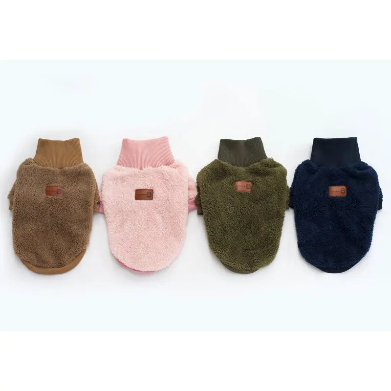 

New Autumn and Winter Pet Clothing Coral Cashmere Solid Color Turtleneck Sweater Teddy Small Dog Clothes,