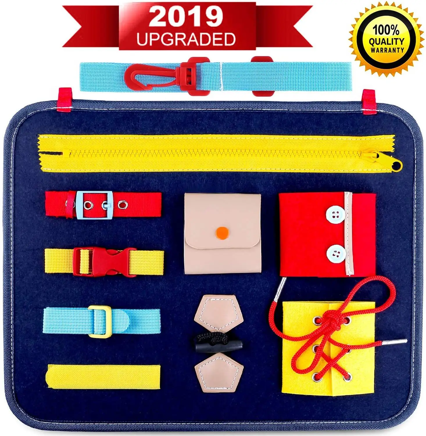 

Tollder Busy Board,10 Basic Skills Activity Board for Learning Dress and Fine Motor,Early Educational for Kindergarten Classroom