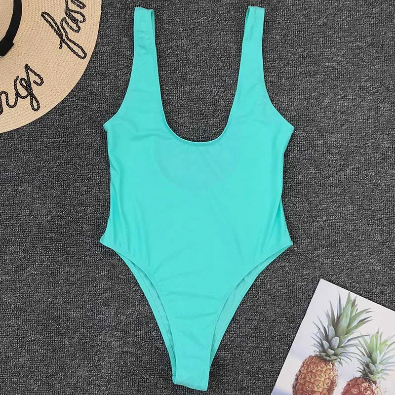 Sexy 2020 Scoop Back High Leg Cut One Piece Swimsuit Women Swimwear Female Red Rose Black Bather Bathing Suit Swim Wear Monokini