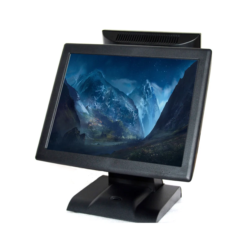 

POS terminal 15" touch computer resistive touch screen dual screen pos system