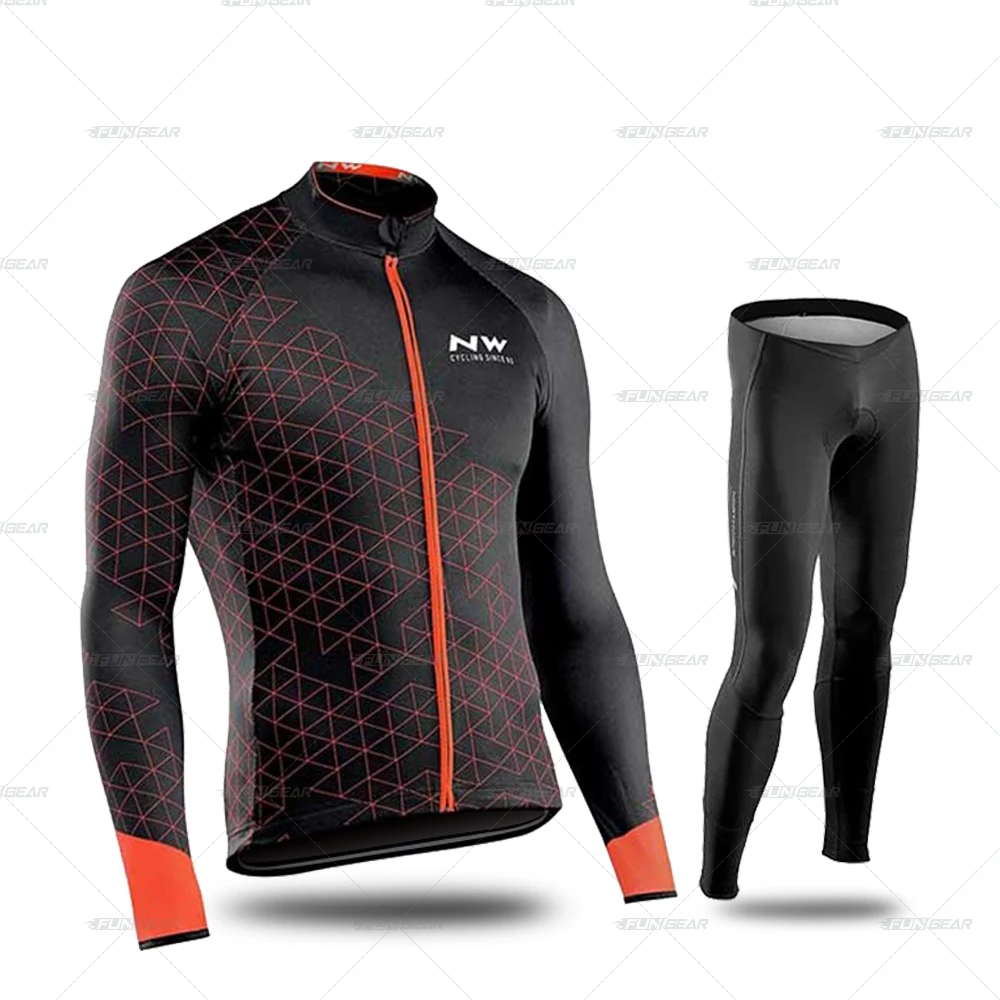 Ropa Ciclismo Invierno зимняя велосипедная одежда, Майки для велоспорта, комплект Northwave, теплая флисовая одежда с длинным рукавом для MTB, Мужская одежда, Майо - Цвет: NORMAL SET