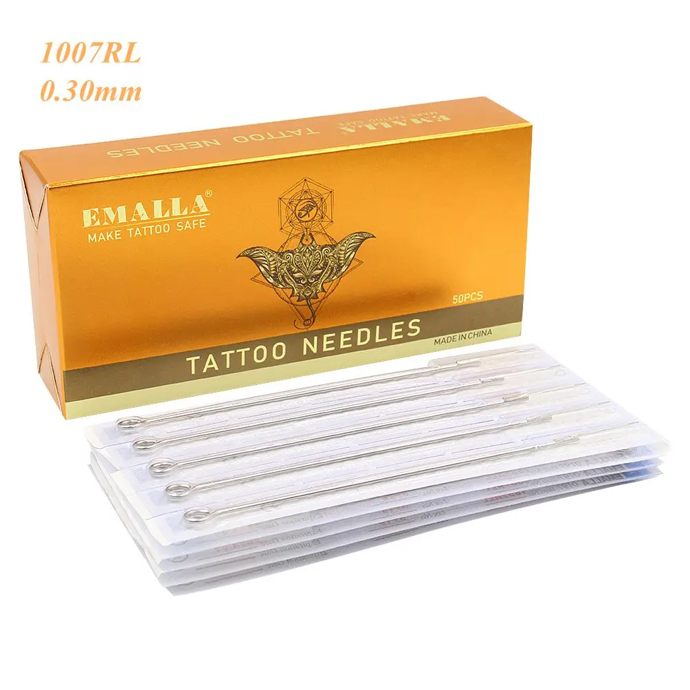 EMALLA 50 шт. 1007RL Премиум иглы для татуировки круглые микроблейдинг стерилизованные из нержавеющей стали для тату-принадлежностей