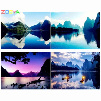 

5D Diamond Painting Scenery Cross Stitch Kits Diamond Embroidery South Island New Zealand Home Decoration Diamond Mosaic 12JM171