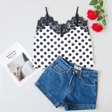 Сексуальный горошек, топы на бретелях, женские летние базовые Топы, уличная майка без рукавов, комбинация на бретельках, крутая укороченная майка для девочек, Femme