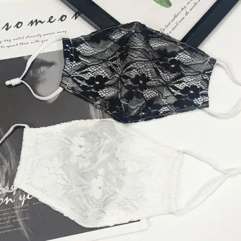 

Summer lace double layer breathable thin cotton mask for women cool fabric dustproof ear Mask Adult dust mask