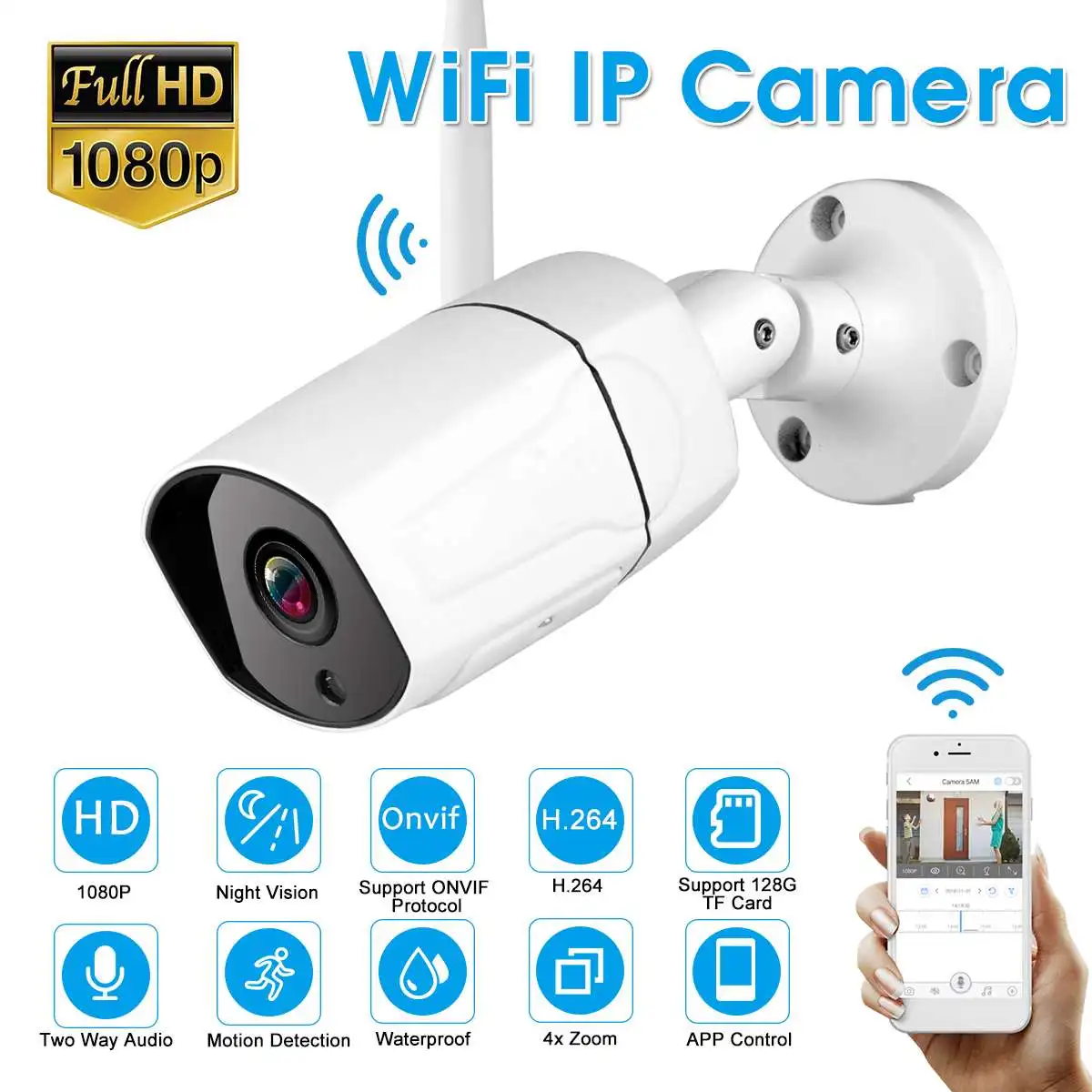 Ip-камера Wifi уличная Водонепроницаемая камера системы безопасности HD Беспроводная 1080P камера ночного видения CCTV Onvif совместима