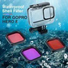 Набор из 3 фильтров красного и пурпурного цвета для GoPro HERO 8, черный супер костюм, чехол для корпуса, аксессуары