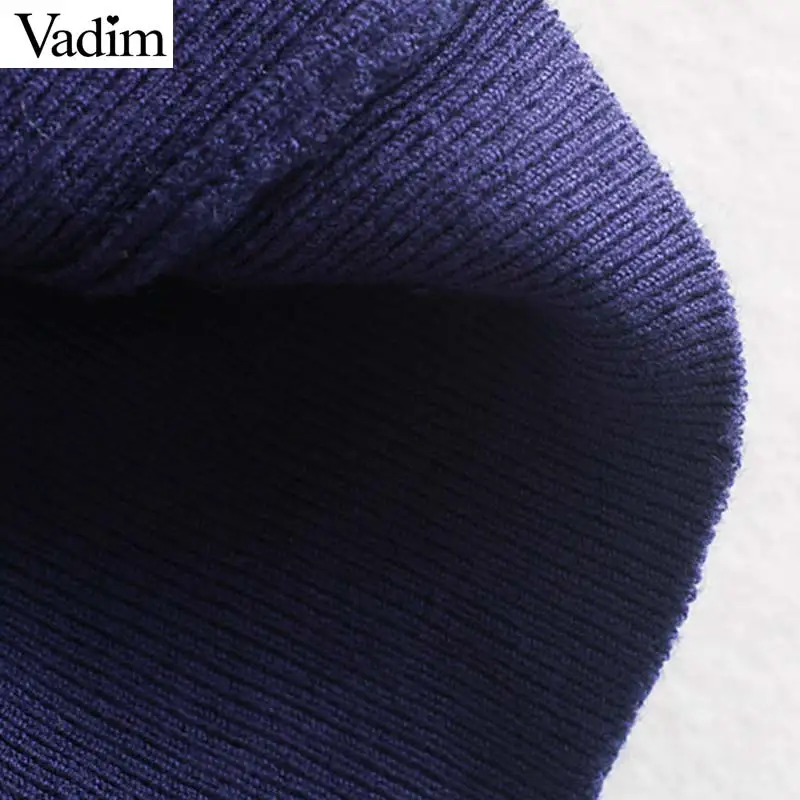 Женское элегантное платье vadim, v-образный вырез, вязаный тонкий свитер, дизайн крестообразной формы, длинные рукава, пуговицы, эластичный Однотонный пуловер, женские шикарные топы HA460
