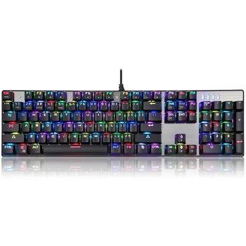 شراءMOTOSPEED CK104 USB السلكية لوحات المفاتيح الميكانيكية الأزرق الأحمر التبديل الروسية RGB الروسية الخلفية الألعاب لوحة المفاتيح للكمبيوتر