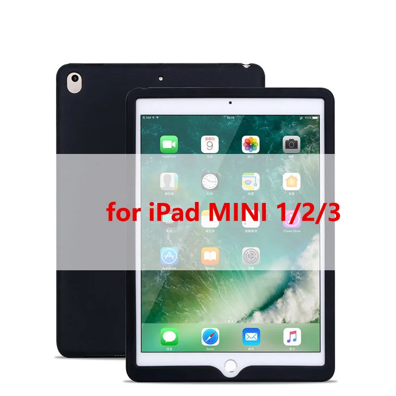 Tablet Silicone Case for iPad 9.7 Air 2 Case Soft Shockproof 360° Protection Back Shell Cover for iPad mini 2 3 4 Case - Цвет: mini 1 2 3 black