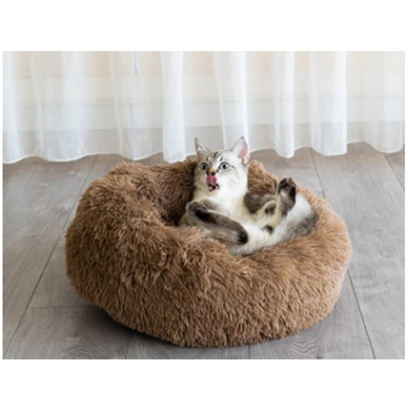 Супер мягкая кошачья кровать моющаяся длинная плюшевая кошачья Конура глубокий сон кошачий домик бархатные коврики диван для кошки Чихуахуа корзина для кошек кровать для домашних животных