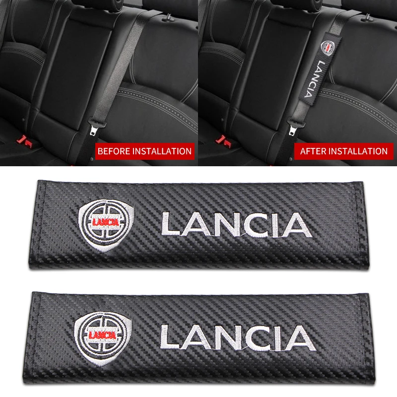 2PCS car carbon fiber seat belt embroidery pattern covers seat belt