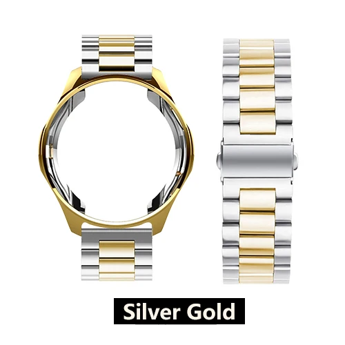 Silver Gold Чехол+ ремешок для samsung gear S3 Frontier/C Galaxy watch 46 мм 42 мм 20 мм/22 мм ремешок для часов из нержавеющей стали ТПУ покрытием защитный чехол - Цвет ремешка: Silver Gold