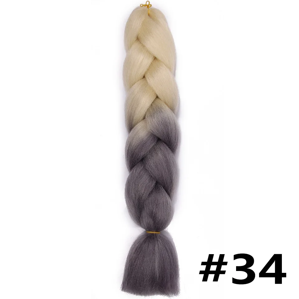 Ombre Jumbo косички синтетические плетеные волосы для наращивания для женщин, вязанные крючком косички, каникалон, волосы для афро-американских - Цвет: 34