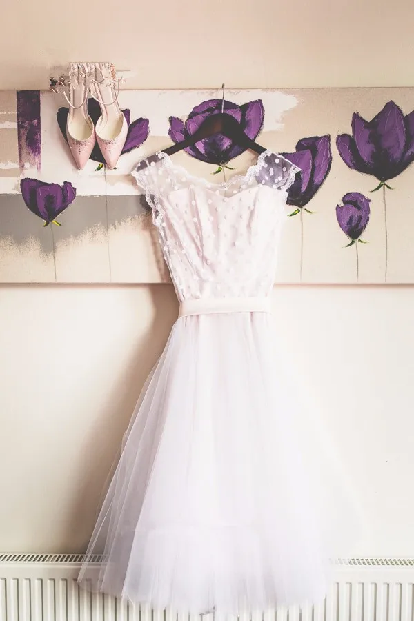 Винтажное короткое Кружевное Свадебное платье для невесты Vestido de Noiva Curto длиной до колена с v-образным вырезом на спине Trouwjurk, Платья для подружек невесты