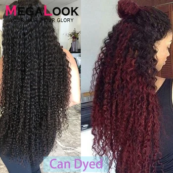 

Megalook Peruvian Kinky Curly wig Lace Front Human Hair Wigs With Baby Hair 10-30 Remy Wig 180 Density 12-30 inch Human Hair Wig