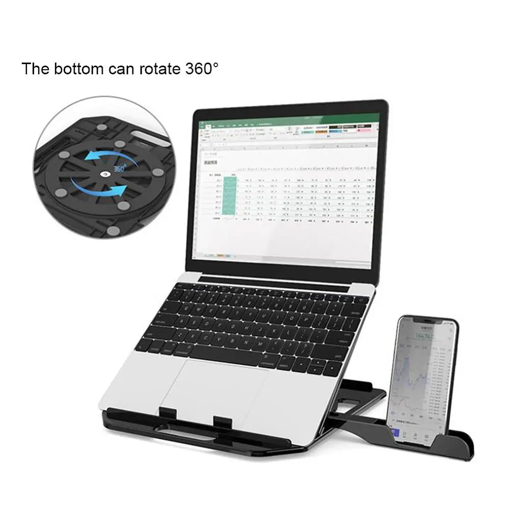 

Height Adjustment Laptop Stand For Macbook Lenovo Computer 360 Degree Rotating Bottom Notebook Cooling Pad Bracket Phone Stand