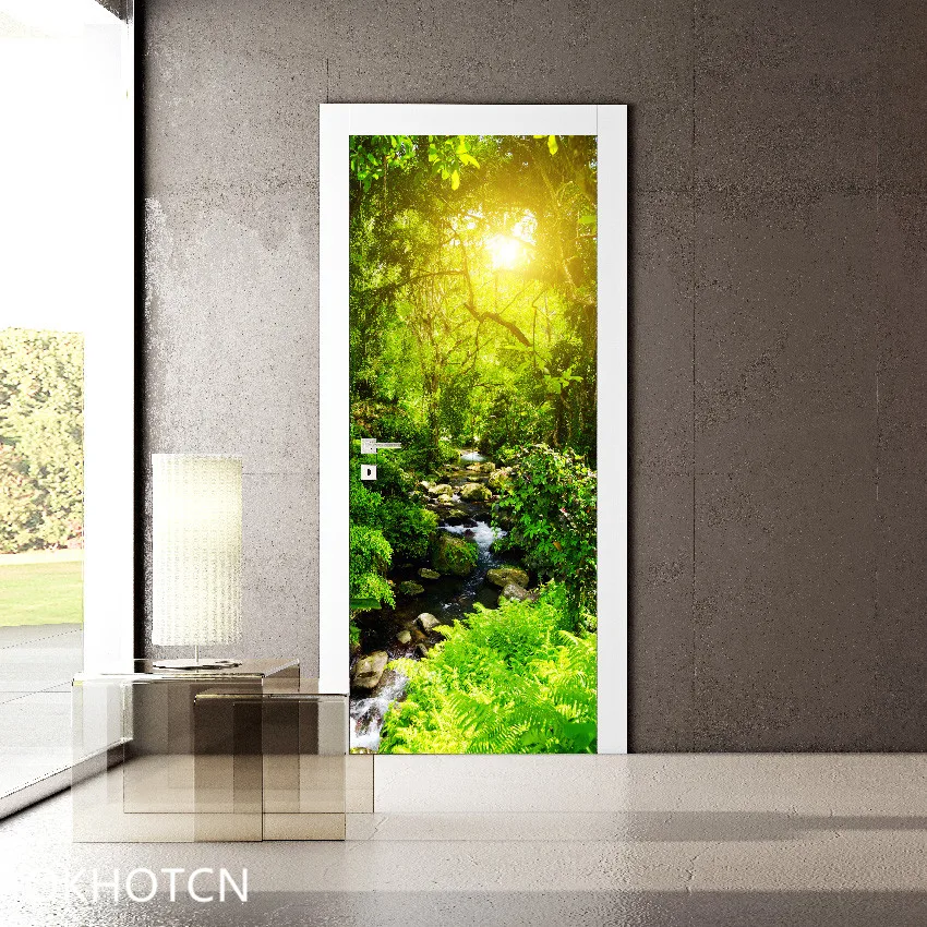 Hd Printed Art Pictures 3D DIY Door Sticker Bedroom Home Decor Forest Scenery Stairs Self Adhesive Wallpaper Waterproof Poster | Дом и сад