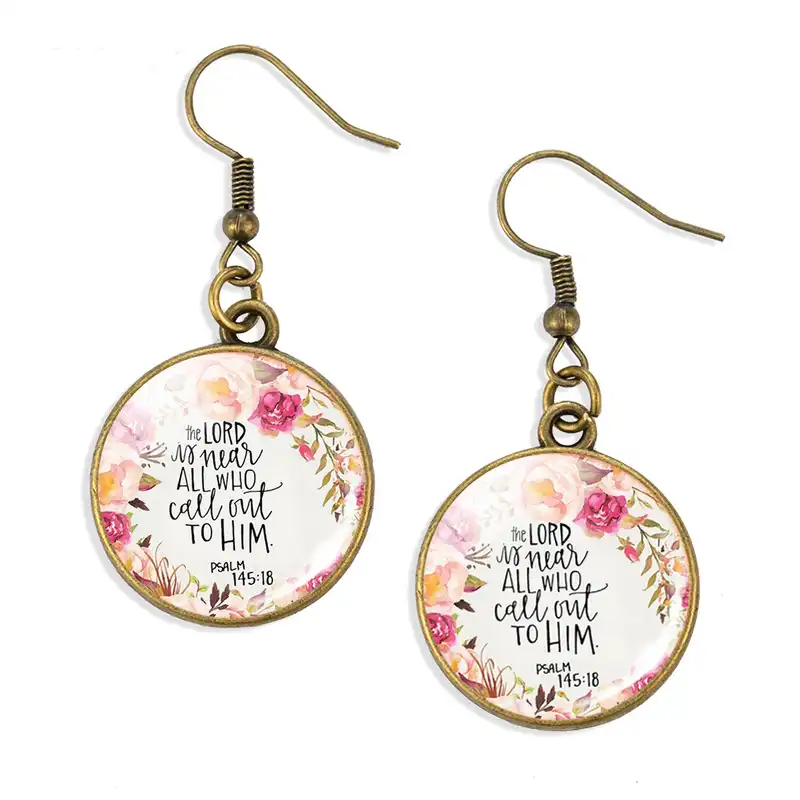 Faith Dangle Earrings Bible Verse Psalm Quote Stud Earring Women Girl
